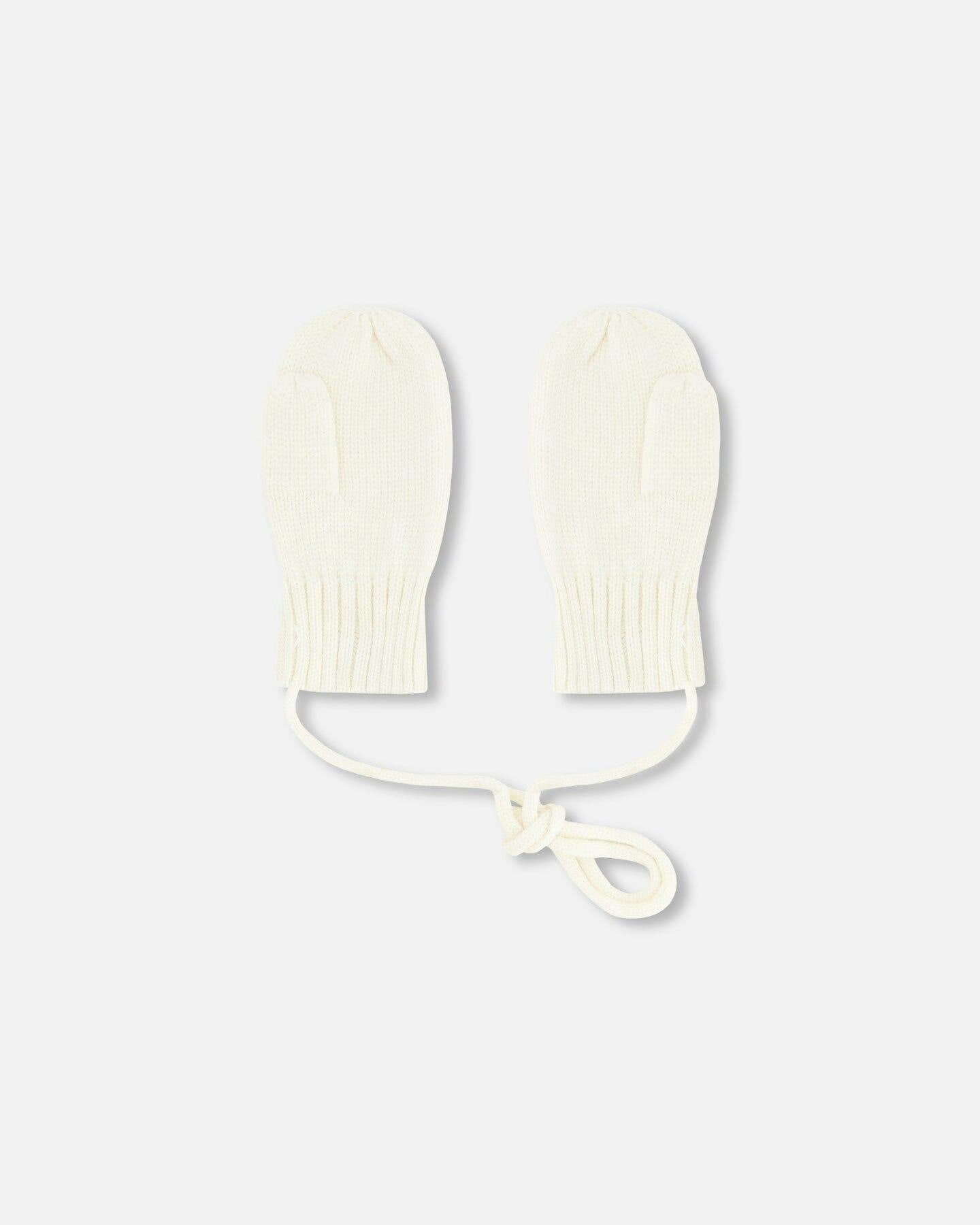 Baby Knit Mittens With Cord