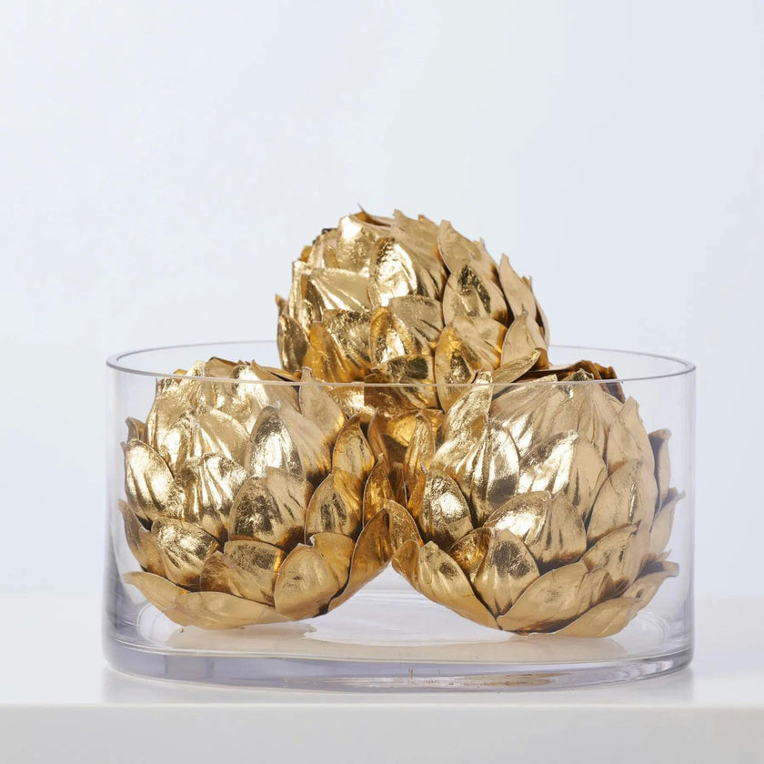 Metallic Gold Artichoke Décor Holiday Glam Bowl Filler Set of 3