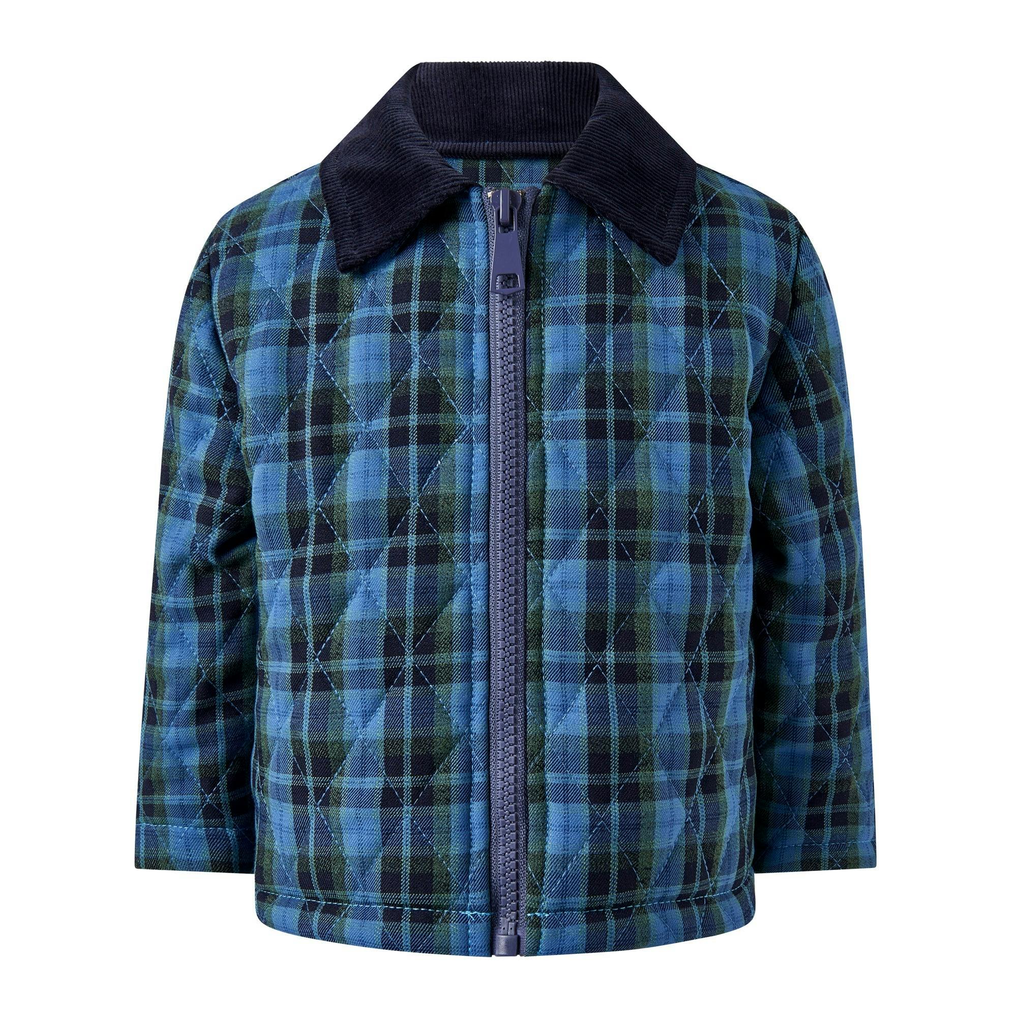 Navy Check Quilted Jacket
