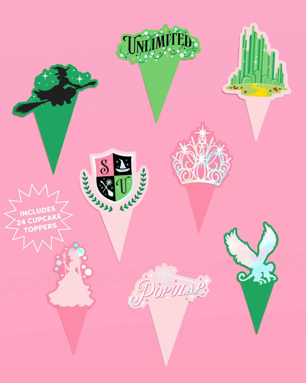 Emerald City Cupcake Set - 24 sets of liners + toppers