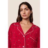 Gisele Printed TENCEL Modal Long PJ Set, Red