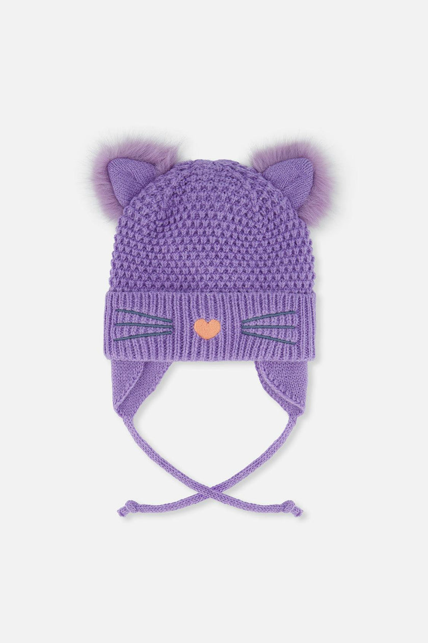 Baby Winter Knit Hat With Ears Violet