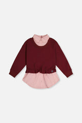 Fake Two Layer Sweater Reddish-Brown