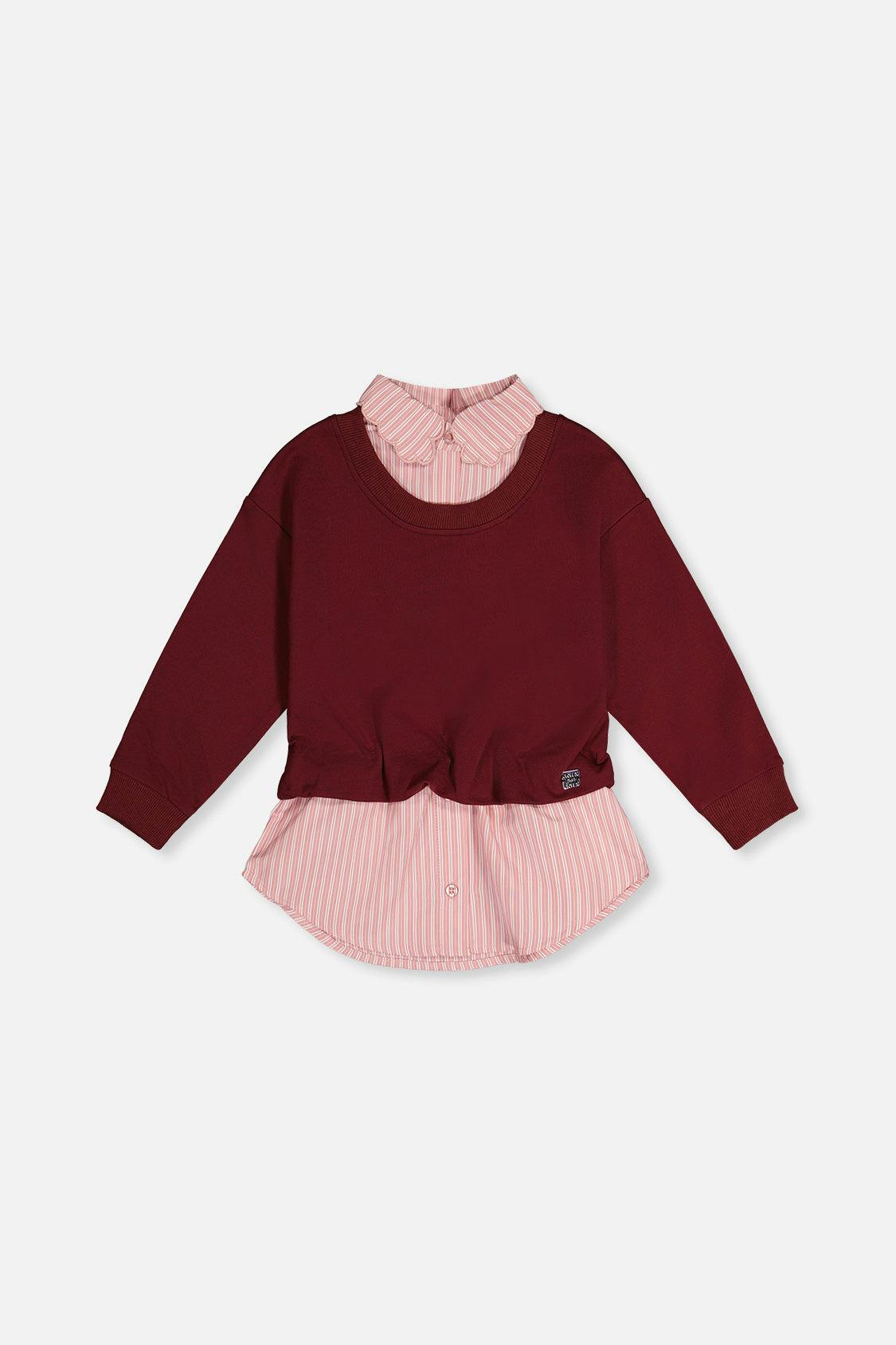 Fake Two Layer Sweater Reddish-Brown
