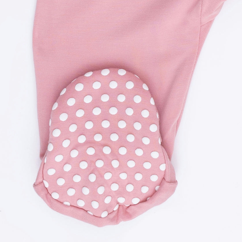 Solid Rose Elegance - 2 Way Zipper Footie