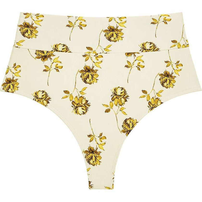 Women's Filigree Added Coverage High Rise Bikini Bottom