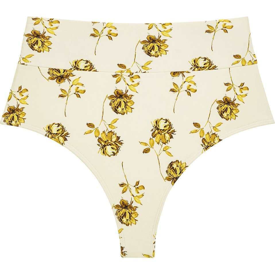 Women's Filigree Added Coverage High Rise Bikini Bottom