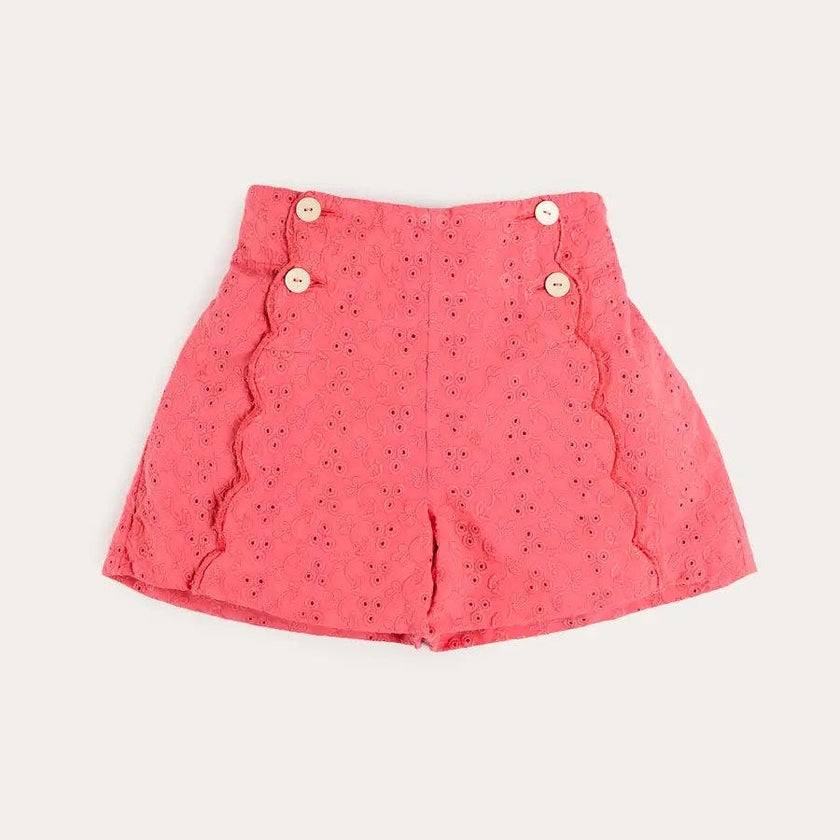 Broderie Anglaise High Waisted Shorts in Strawberry (4-12yrs)