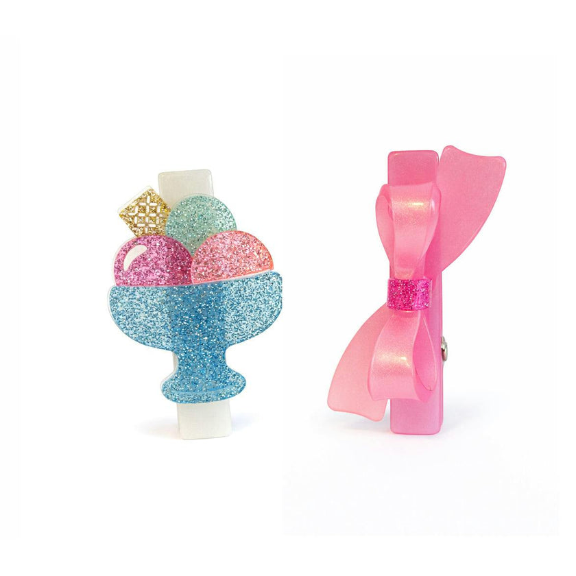 Ice Cream Sundae & Bow Hair Clips - SUM