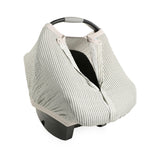 Cotton Muslin Car Seat Canopy - Grey Stripe