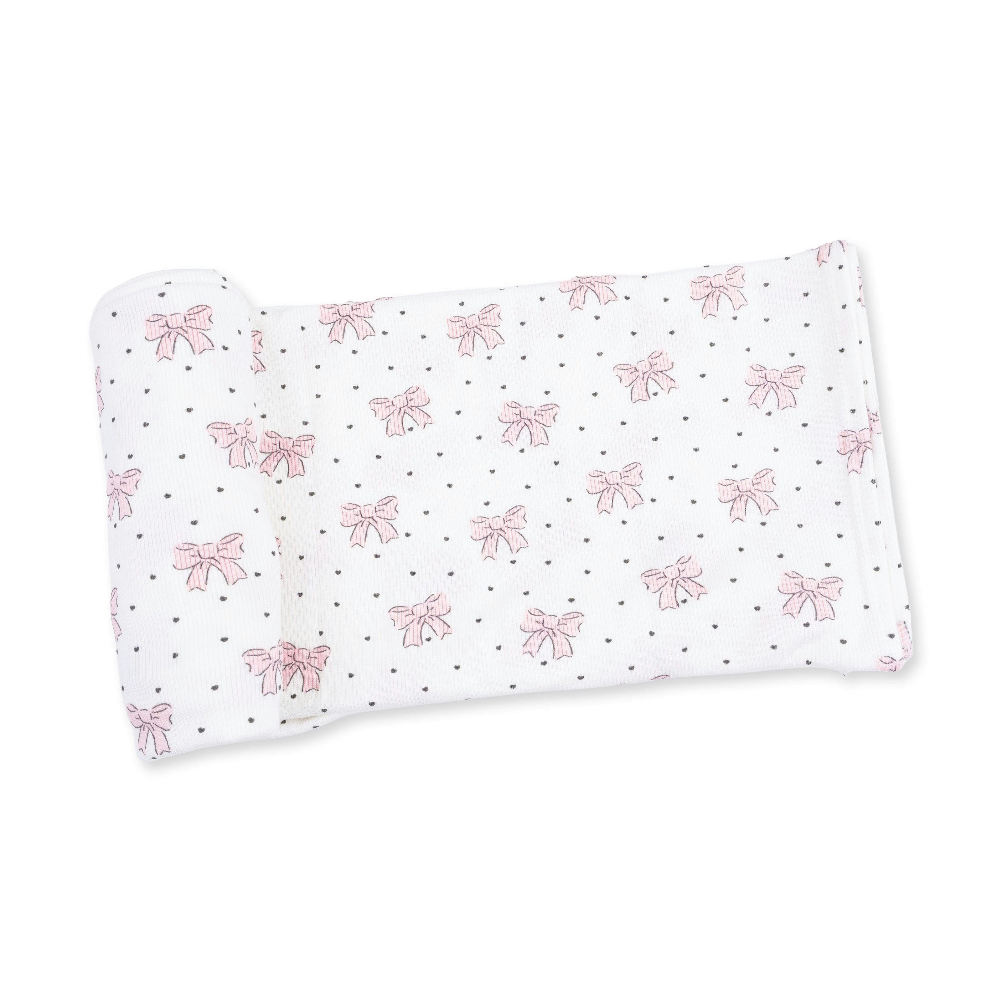 Bows and Hearts - Swaddle Blanket