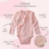 STERLING 3-Pack Side Snap Bodysuit