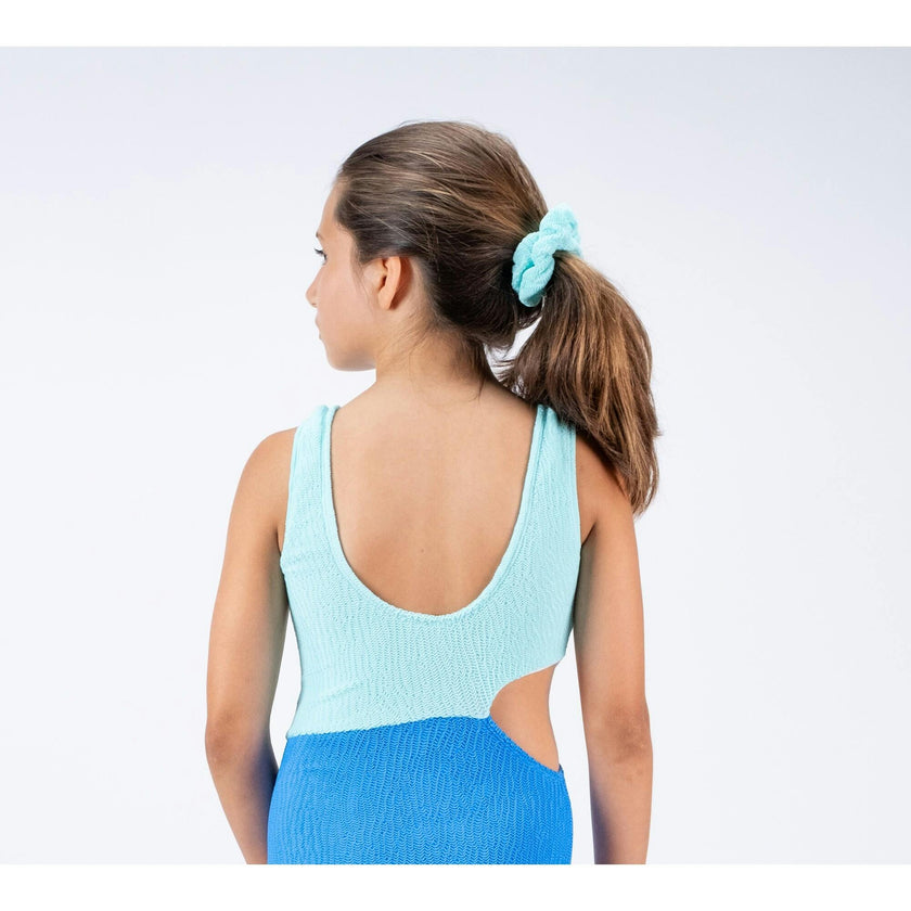 Aqua Waves Textured Scrunchie