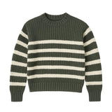 ZIPPY green /cream stripe sweater