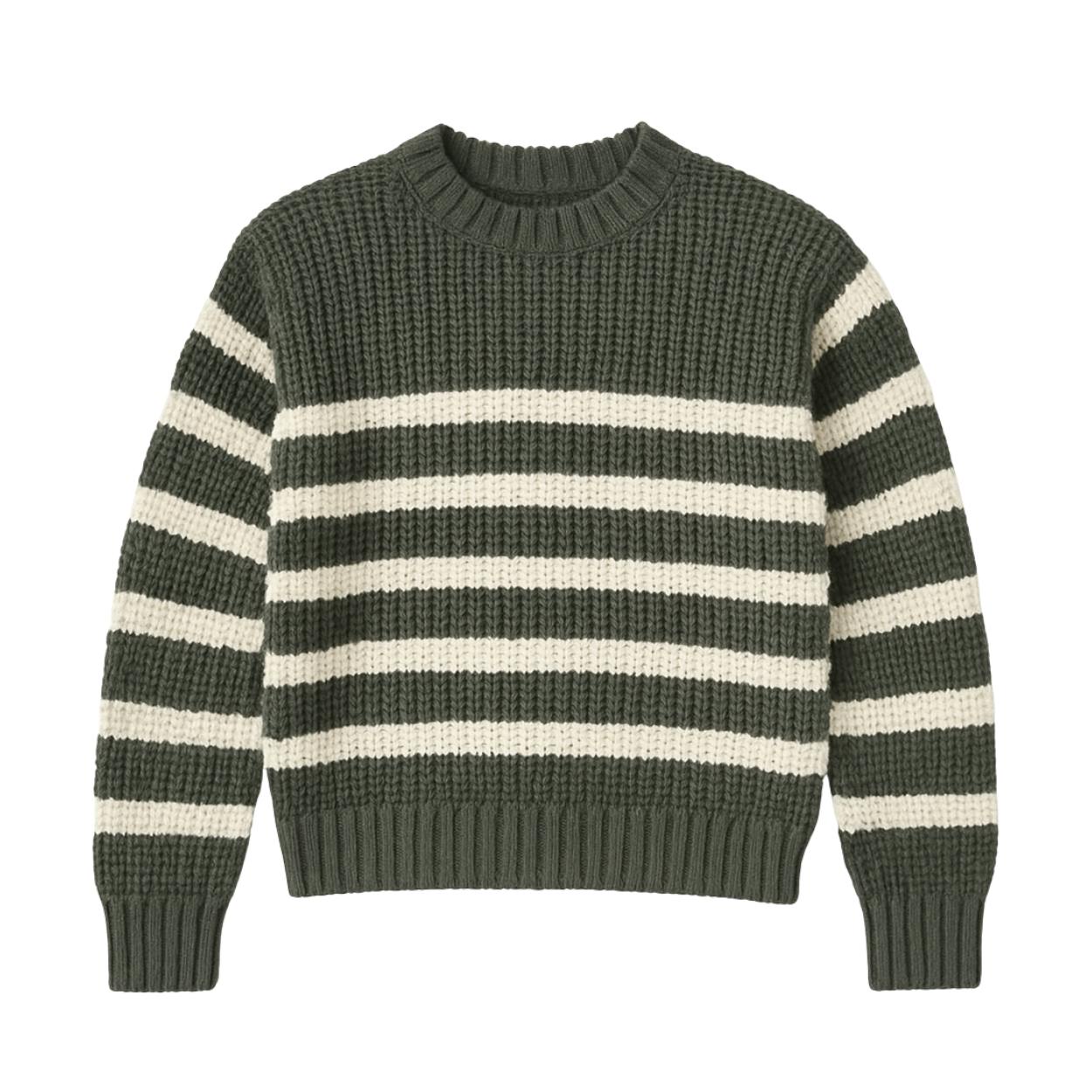 ZIPPY green /cream stripe sweater