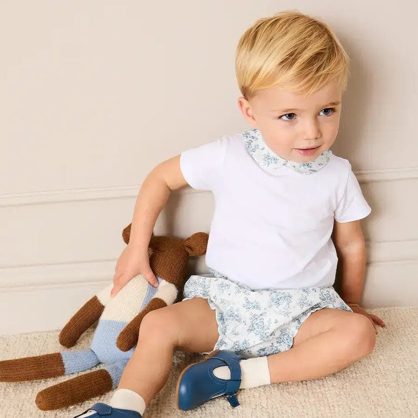 Audrey Toile Peter Pan Collar Bodysuit in Blue (1mth-2yrs)