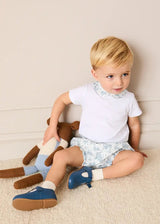Audrey Toile Peter Pan Collar Bodysuit in Blue (1mth-2yrs)