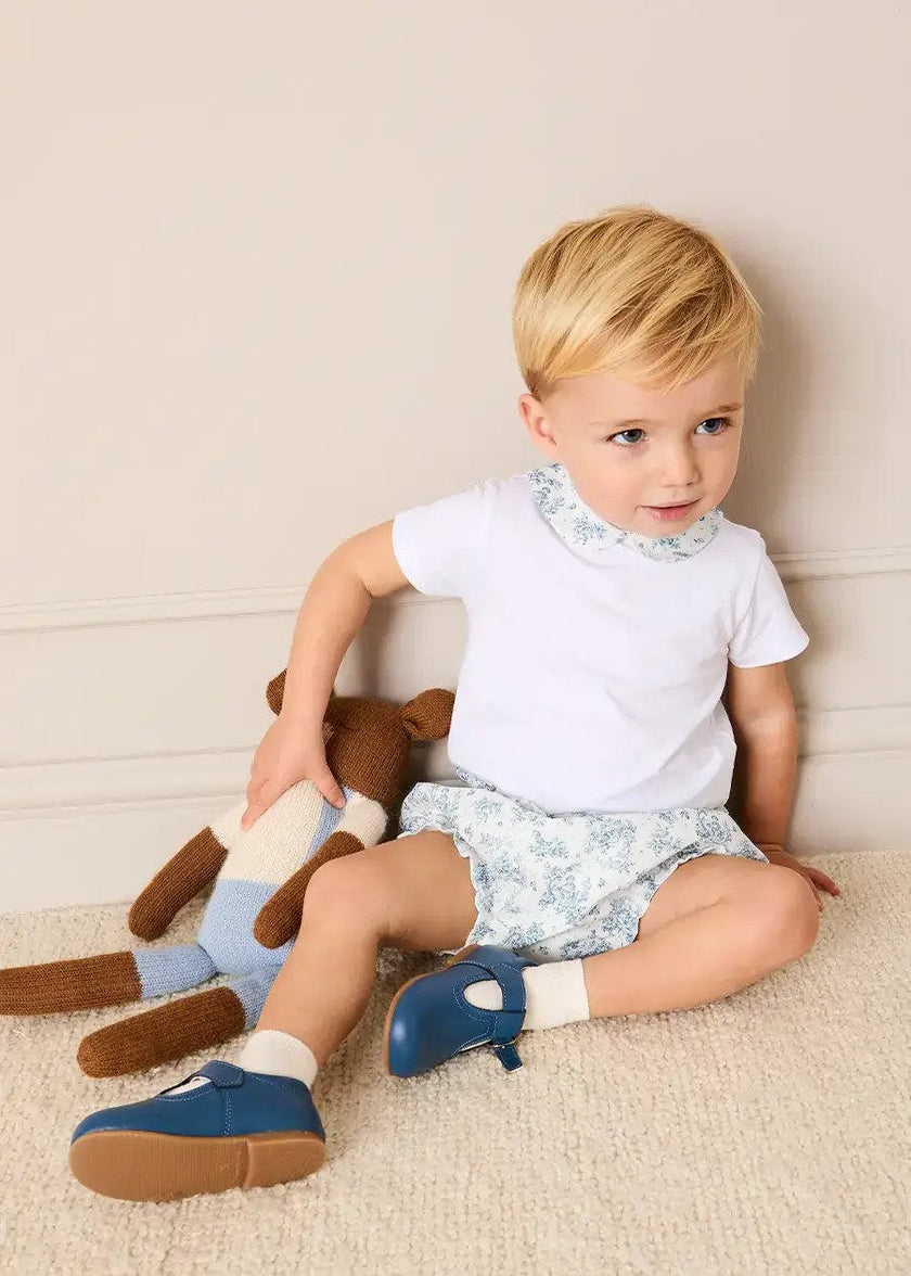 Audrey Toile Peter Pan Collar Bodysuit in Blue (1mth-2yrs)