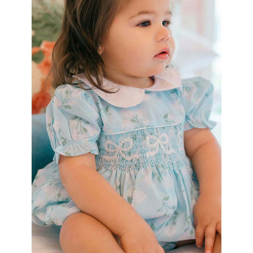 Collared Hydrangea Smocked Bubble (FINAL SALE)