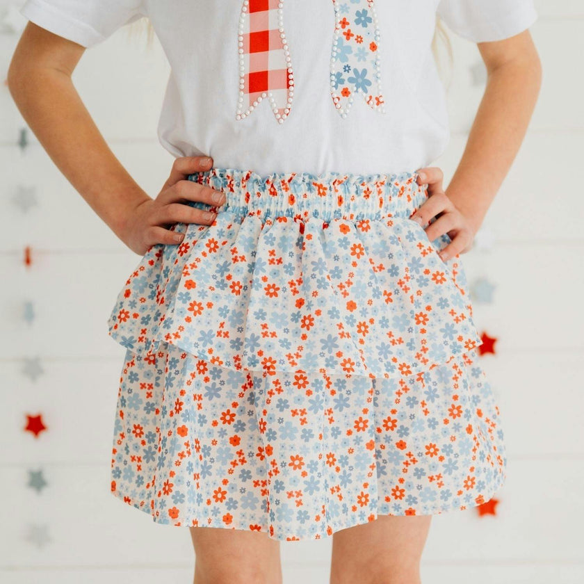 Patriotic Floral Skort