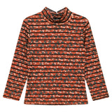 Stripped Rib Mock Neck Top