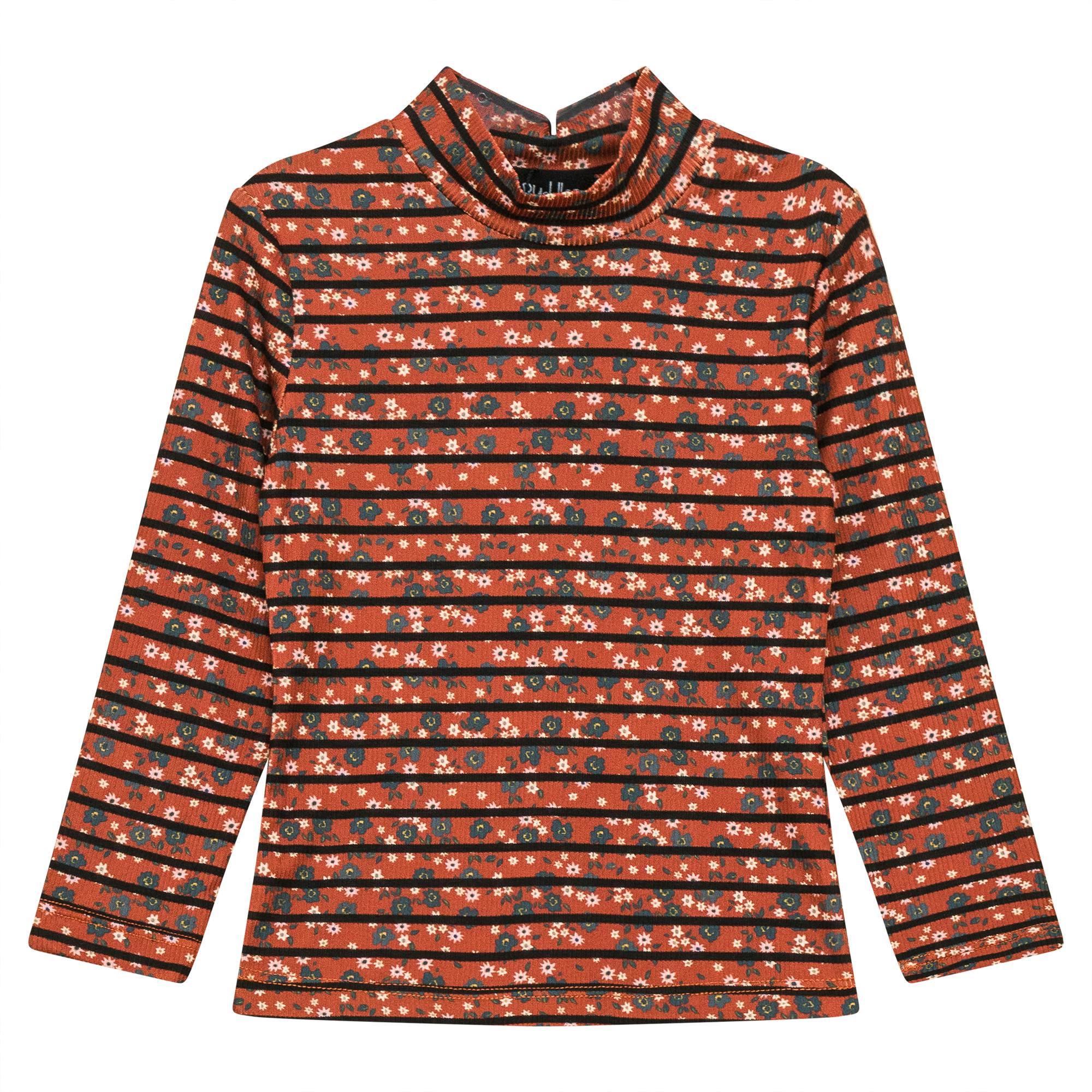 Stripped Rib Mock Neck Top