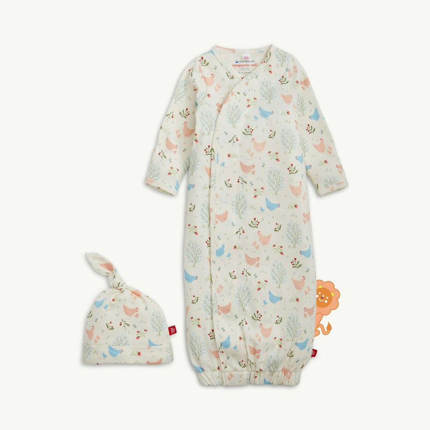 Chicken Tender Org Cot Magnetic Gown+Hat