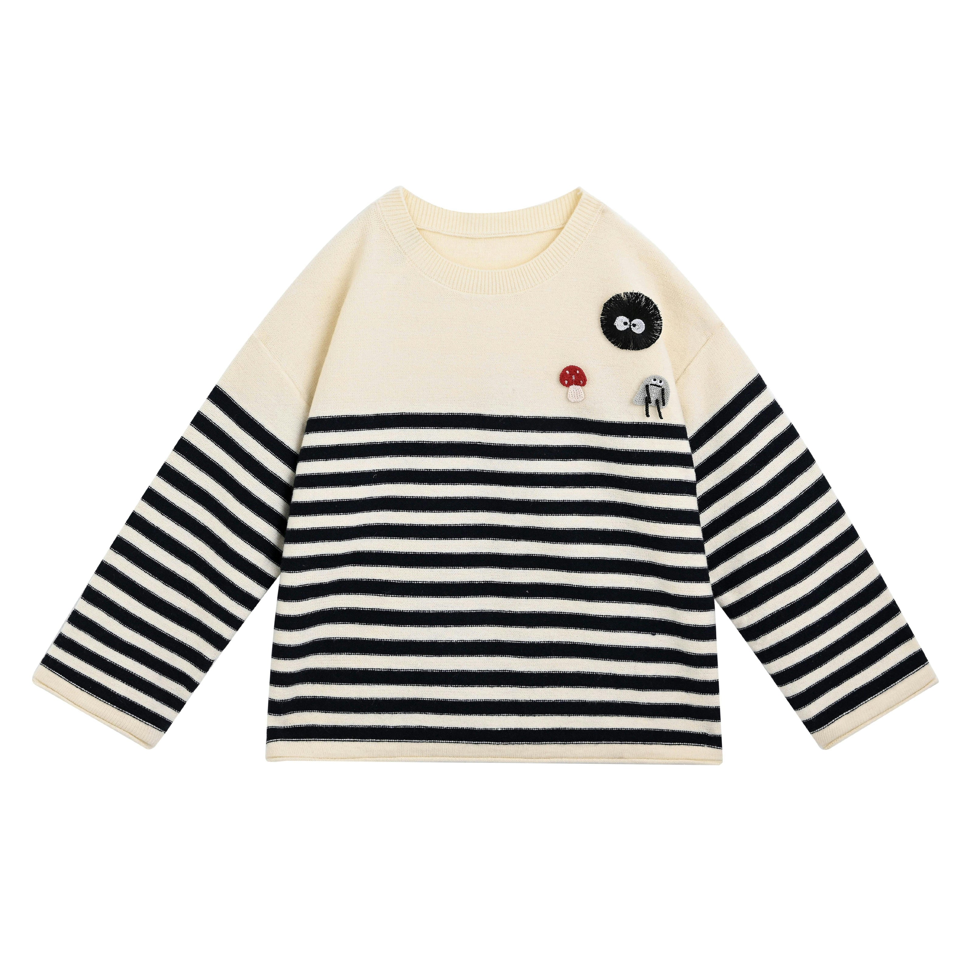 Cream Striped Character Sweater