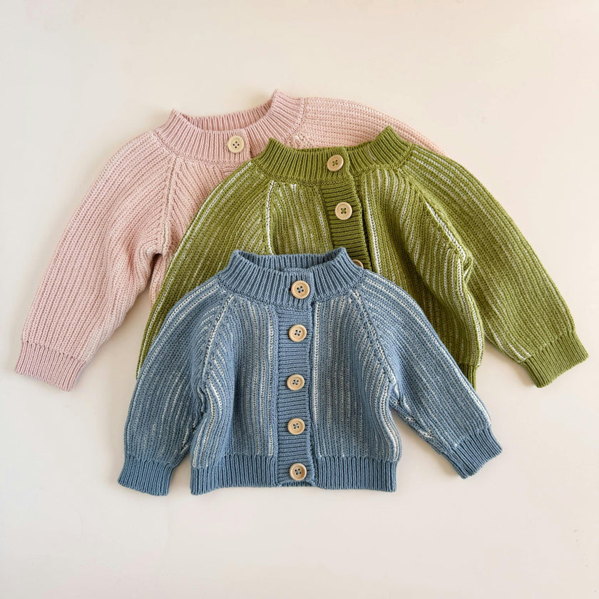Cotton Brioche Cardigan, Green