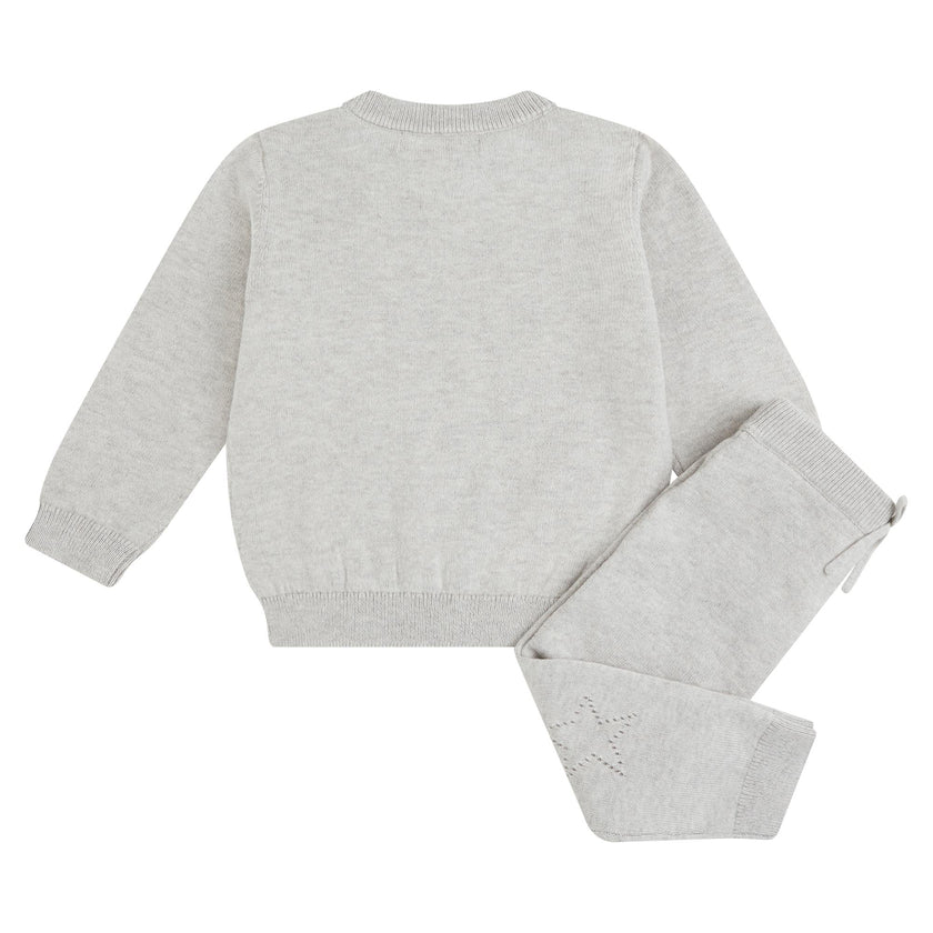 Pointelle Star Crawler Set - Grey
