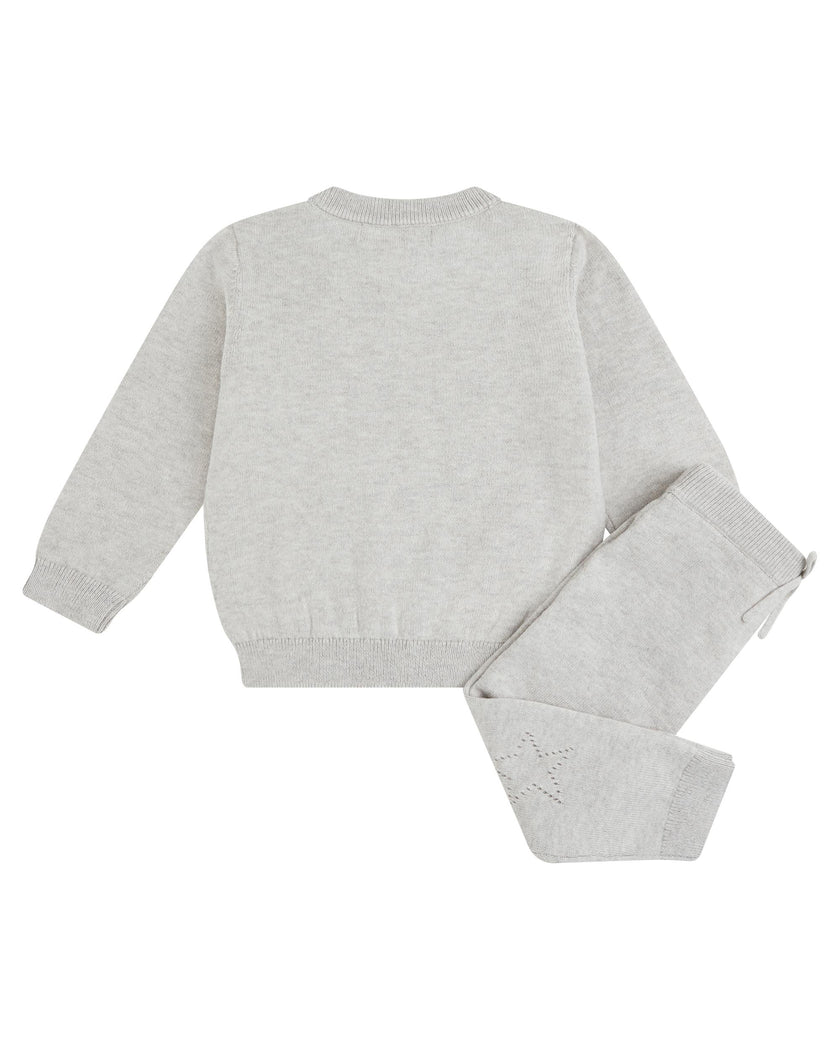 Pointelle Star Crawler Set - Grey