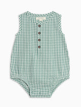 Wren Seersucker Bubble Romper - Laguna Gingham