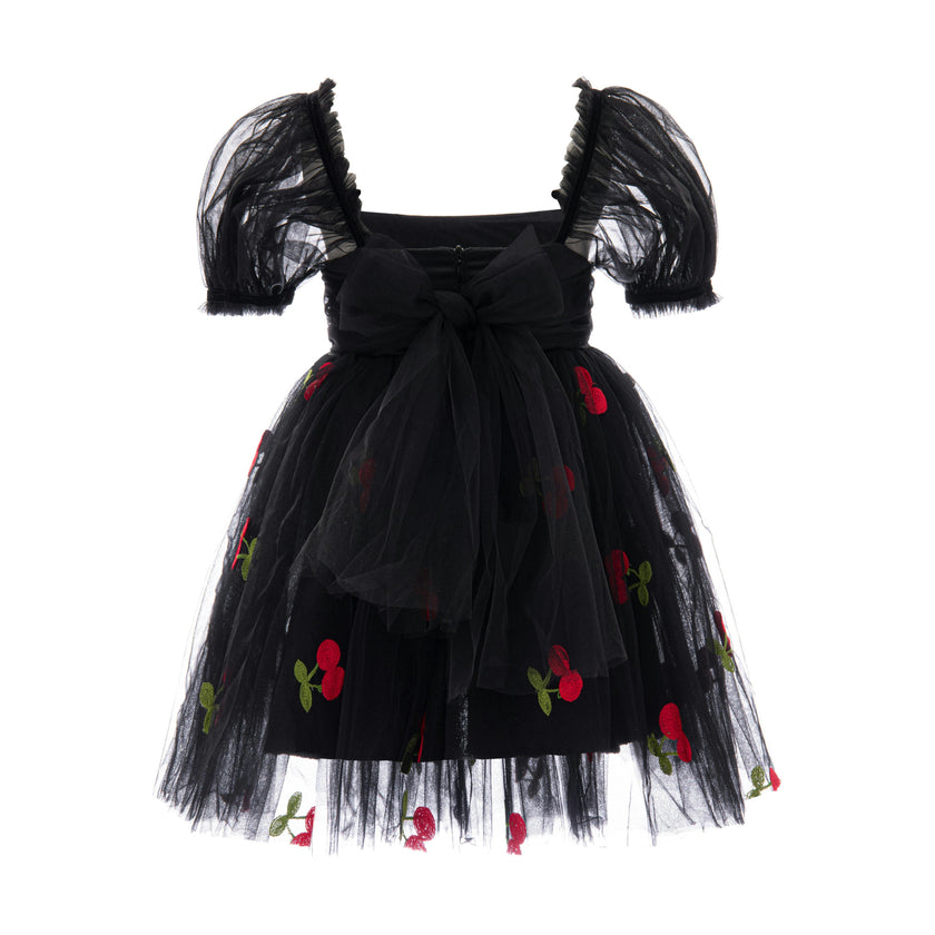 Black Elysande Cherry Tulle Dress