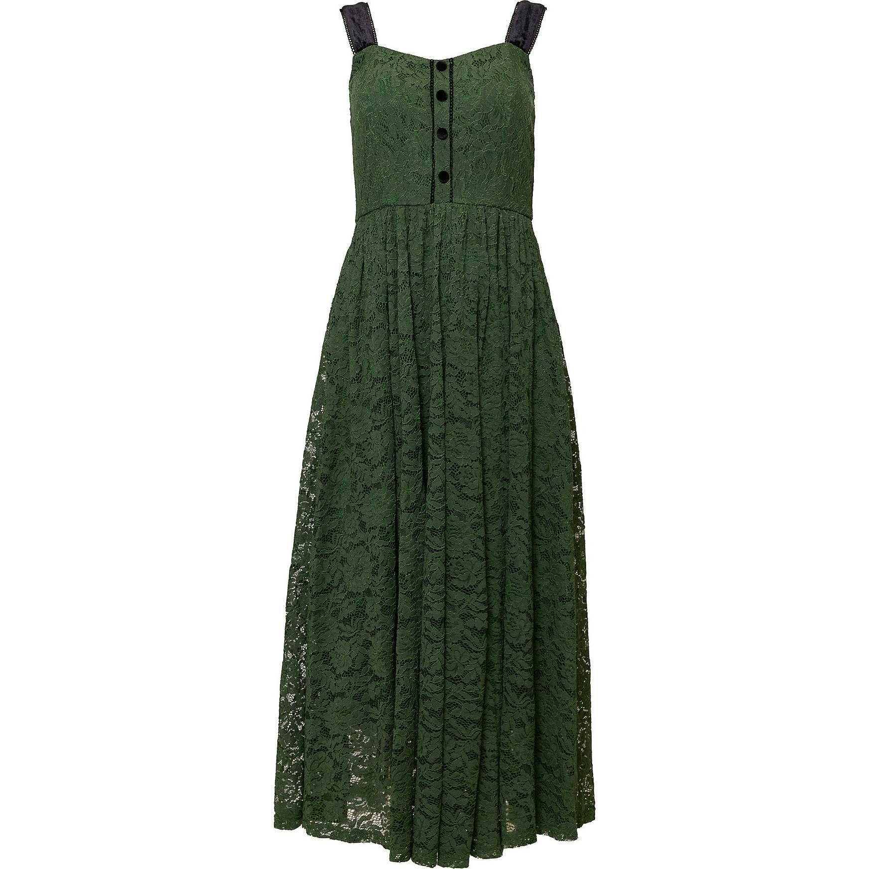 Penny Tank Midi Dress in Green Lace