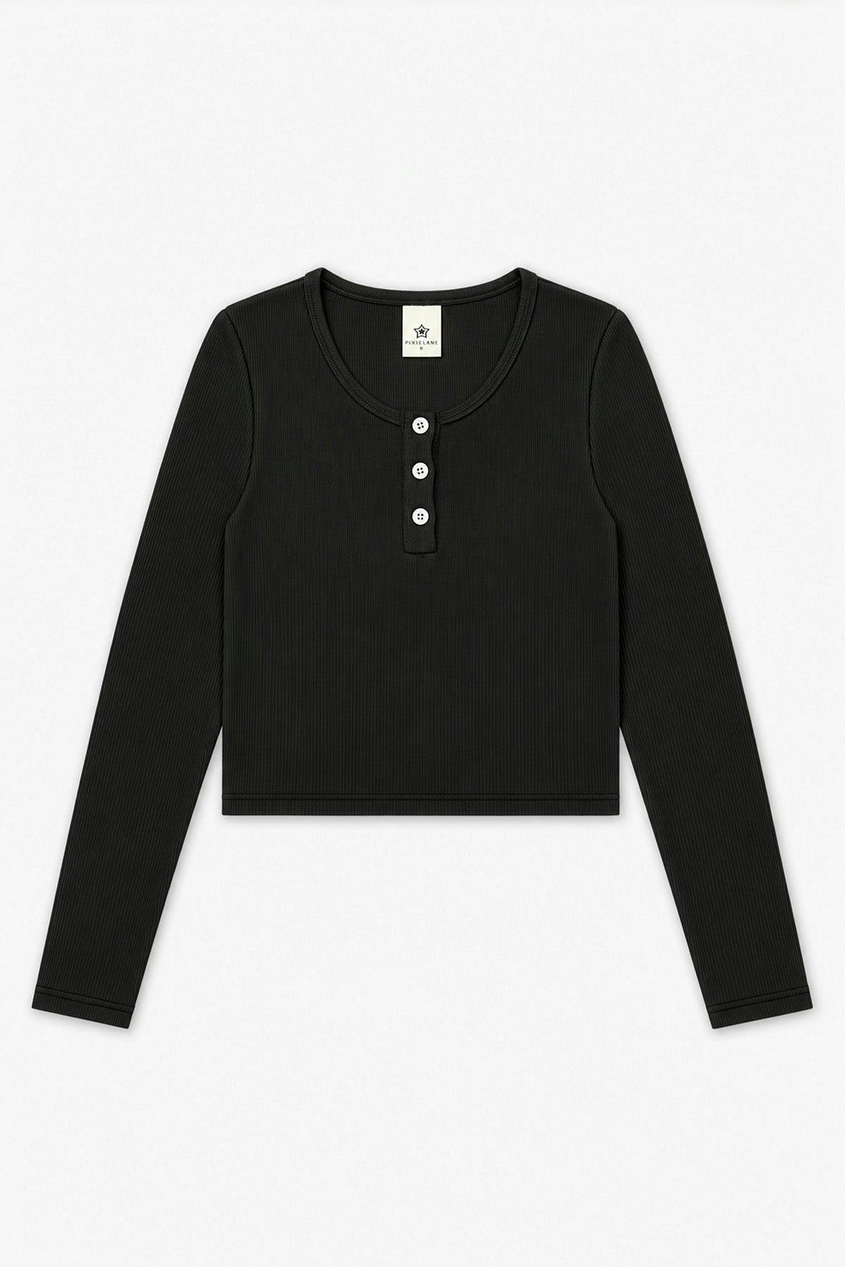 Ultra-Soft Rib Long Sleeve Fitted Henley