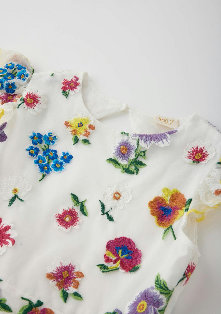 Carly Embroidered Mini Dress
