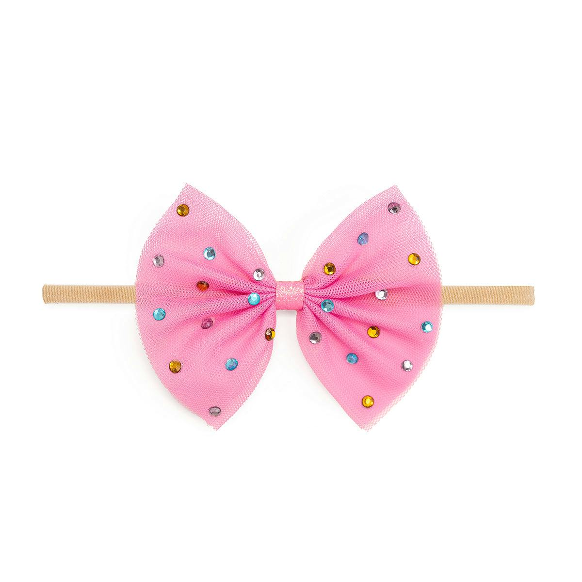 Raspberry Rhinestone Bow Baby Headband