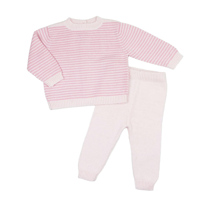 Baby Knit Sweater and Pant Set Pink Stripe