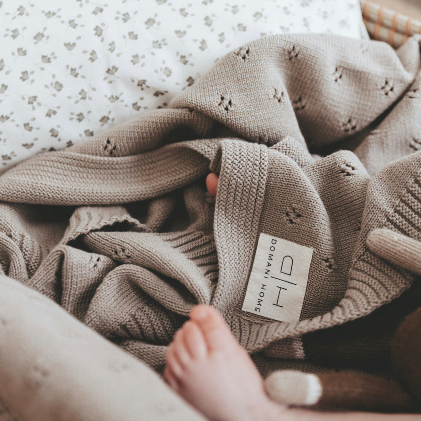 Transfer Flower Knit Baby Blanket