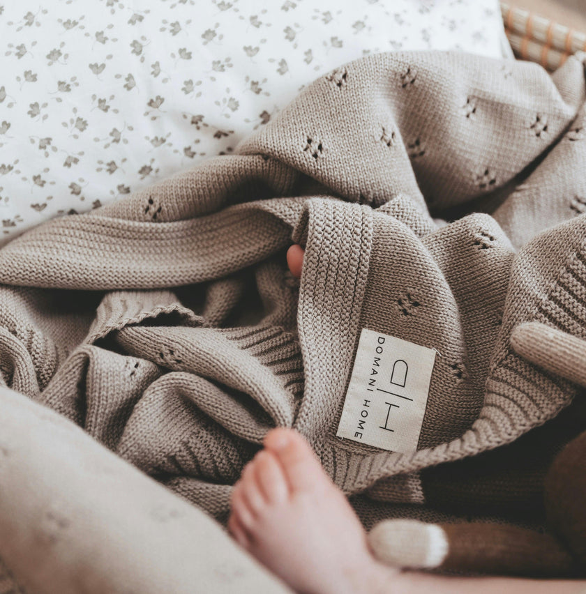 Transfer Flower Knit Baby Blanket