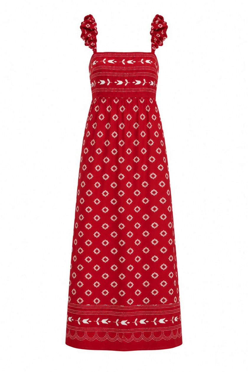 Sylvia Scarlet Bandana Midi Dress