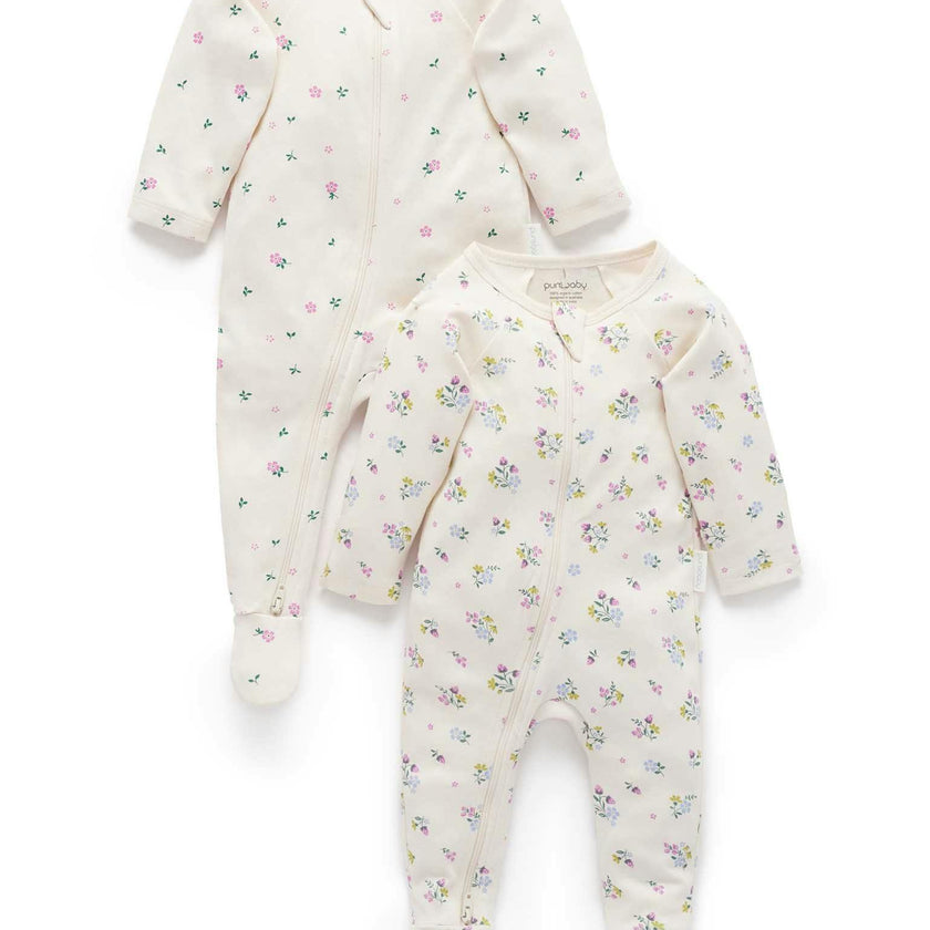 Printed Zip Growsuit Pack Cherry Blossom Print