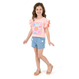 Jersey Ruffle Tee | Rose Pink