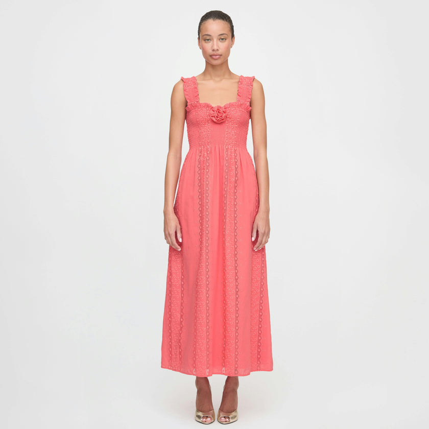 The Rosetta Nap Dress - Coral Voile Broderie