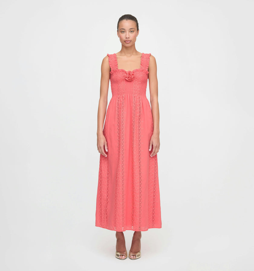 The Rosetta Nap Dress - Coral Voile Broderie