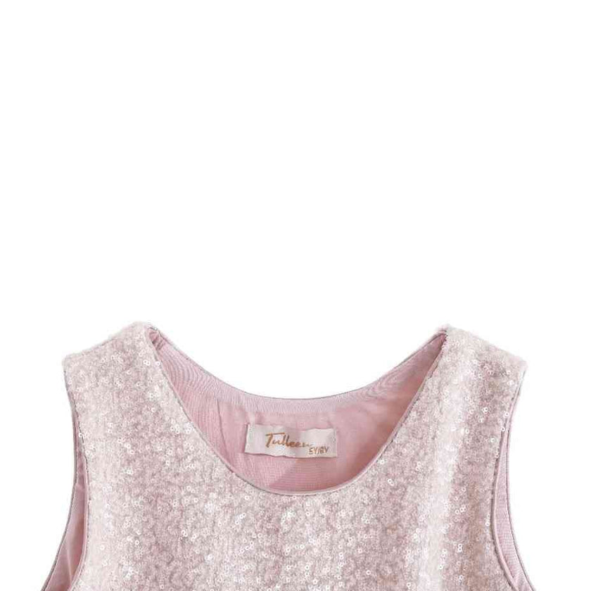 Peach Sequin Feather-Trim Set