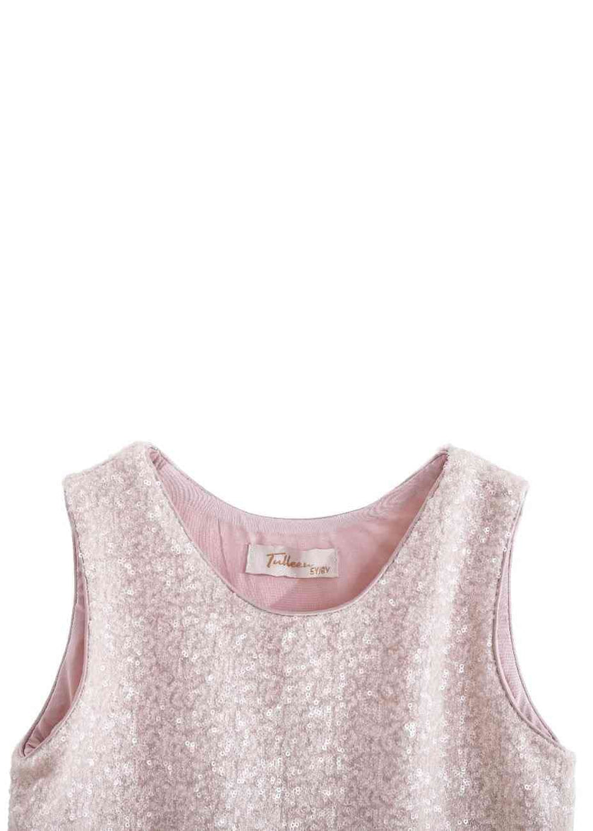 Peach Sequin Feather-Trim Set