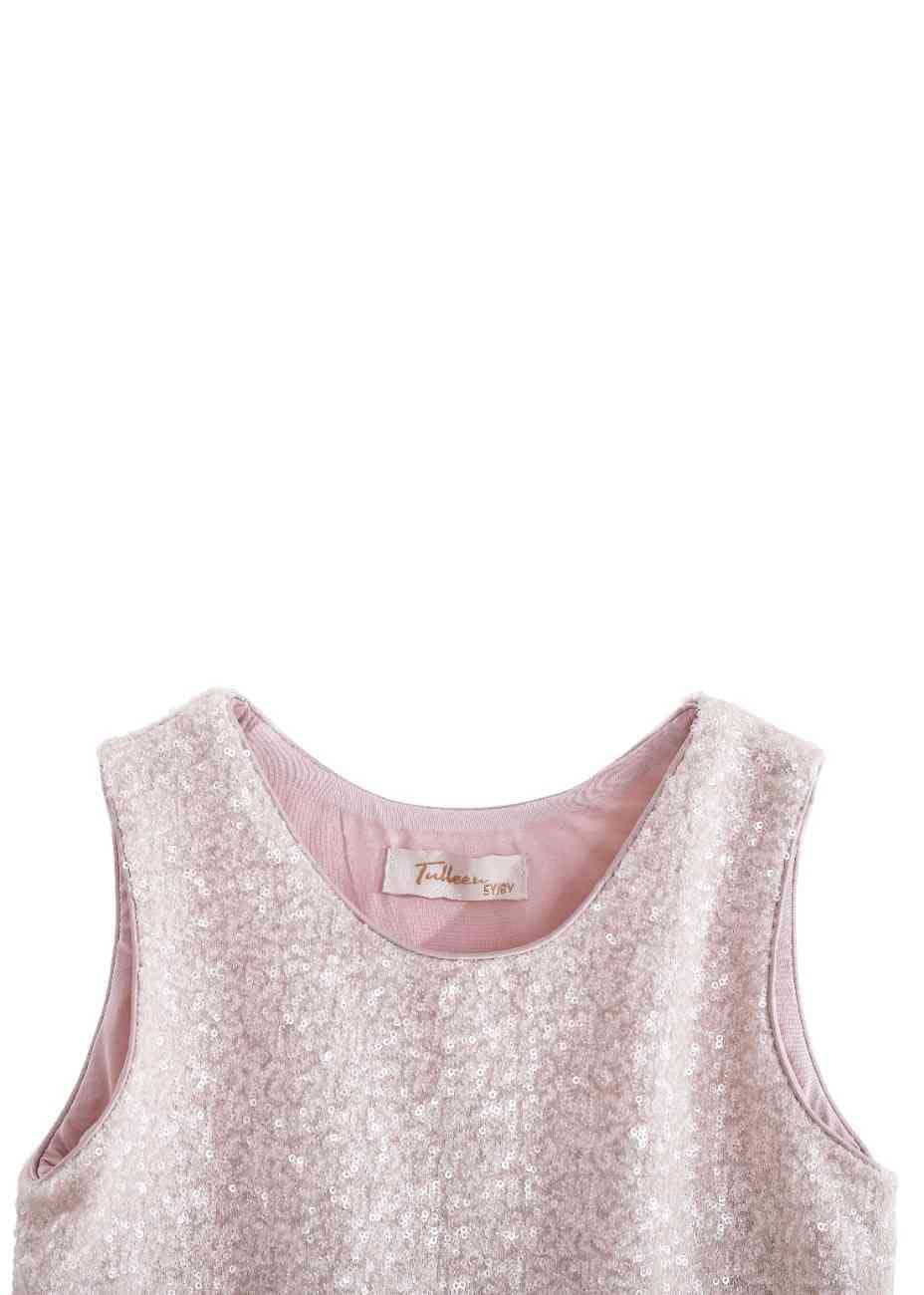 Peach Sequin Feather-Trim Set
