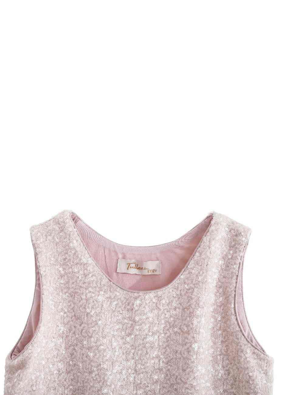 Peach Sequin Feather-Trim Set