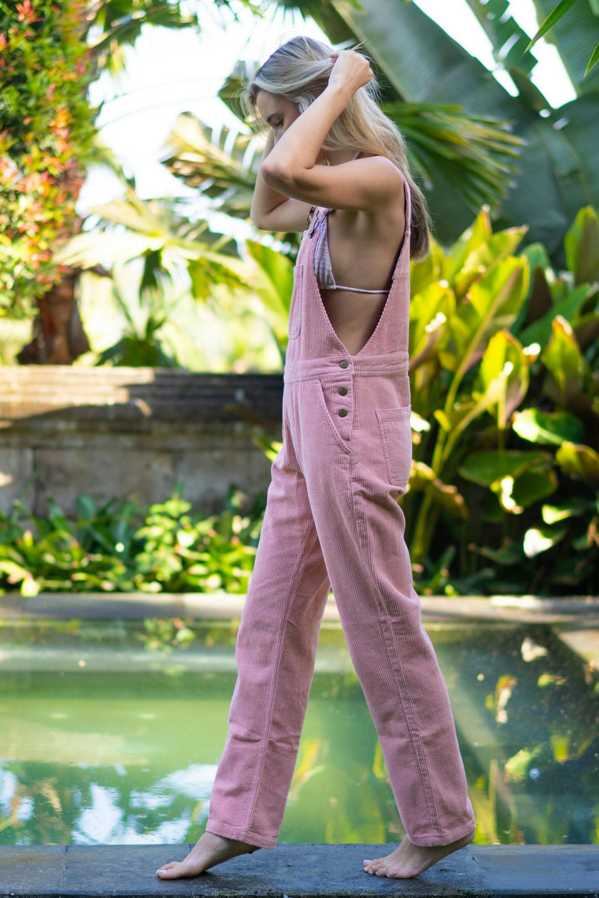 Adult Pink Chunky Cord Overalls